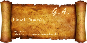 Géczi András névjegykártya